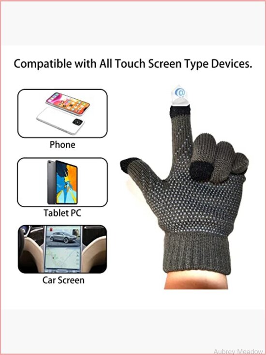 Warm Winter 3 Piece Knit Set Beanie Hat Scarf Touch Screen Gloves Unisex main image 4
